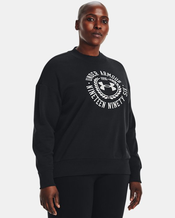Women's UA Rival Fleece Crest Graphic Crew, Black, pdpMainDesktop image number 0